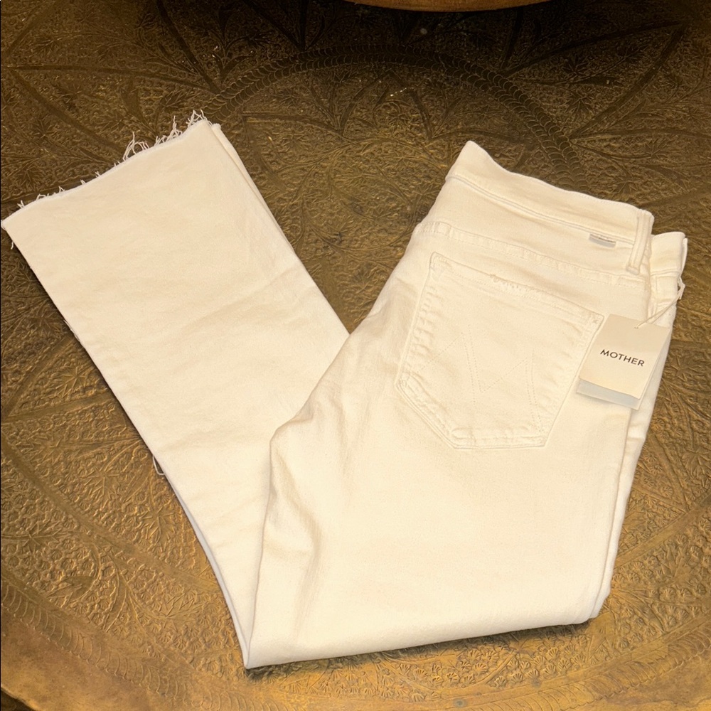 MOTHER White Frayed Hem Denim Jeans- New w/ tags! Size 31